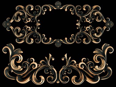 Bronz süs siyah bir arka plan. İzole