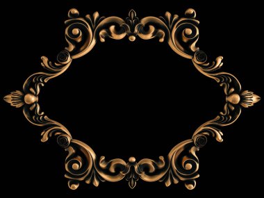 Bronz süs siyah bir arka plan. İzole