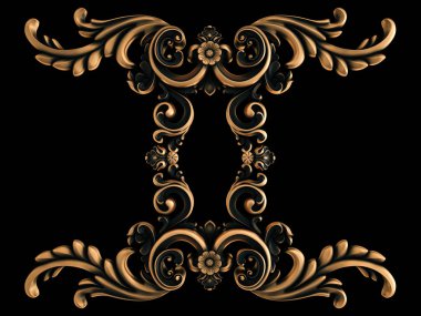 Bronz süs siyah bir arka plan. İzole