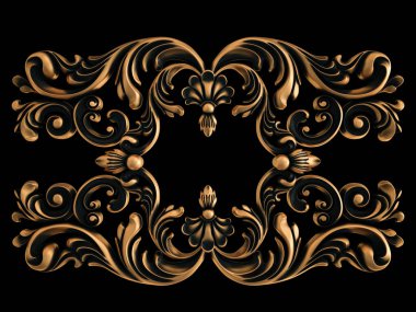 Bronz süs siyah bir arka plan. İzole