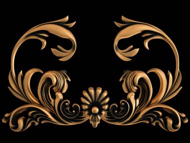 Bronz süs siyah bir arka plan. İzole