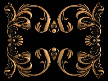 Bronz süs siyah bir arka plan. İzole