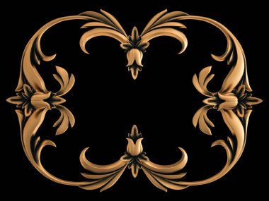 Bronz süs siyah bir arka plan. İzole