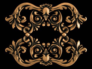 Bronz süs siyah bir arka plan. İzole