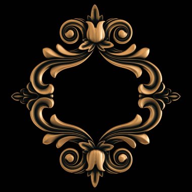 Bronz süs siyah bir arka plan. İzole