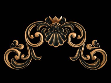 Bronz süs siyah bir arka plan. İzole