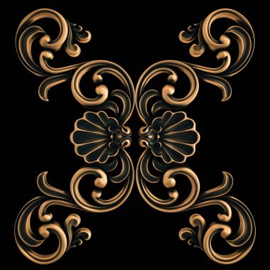 Bronz süs siyah bir arka plan. İzole