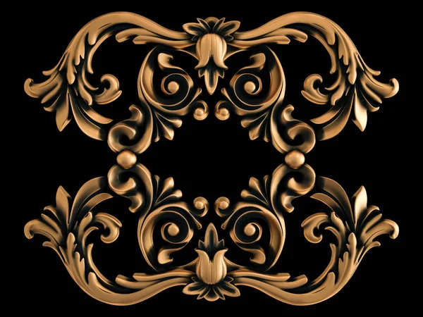 Ornamento in bronzo su sfondo nero. Isolato — Foto Stock