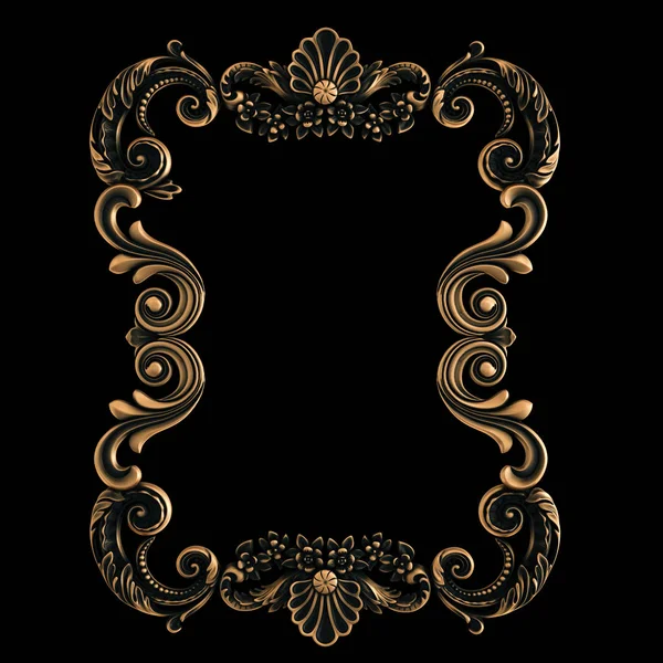 Bronze ornament on a black background. Isolated — Stock Photo, Image