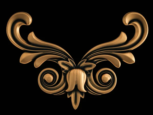 Ornamento in bronzo su sfondo nero. Isolato — Foto Stock