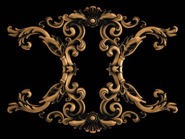 Bronz süs siyah bir arka plan. İzole