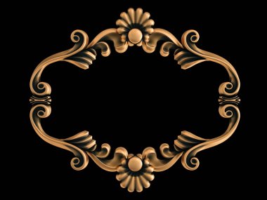 Bronz süs siyah bir arka plan. İzole