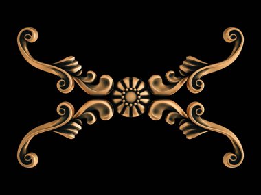 Bronz süs siyah bir arka plan. İzole