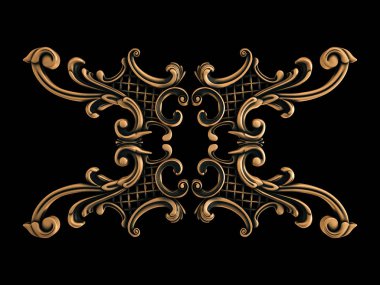 Bronz süs siyah bir arka plan. İzole