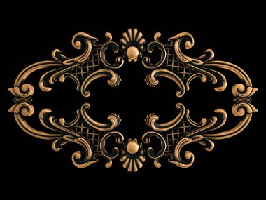 Bronz süs siyah bir arka plan. İzole