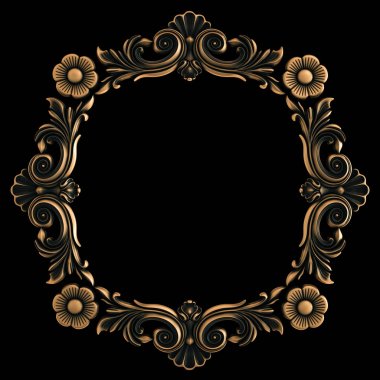 Bronz süs siyah bir arka plan. İzole