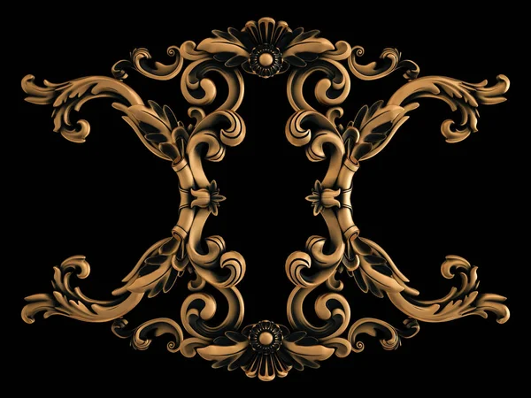 Bronze ornament on a black background. Isolated — Stock Photo, Image