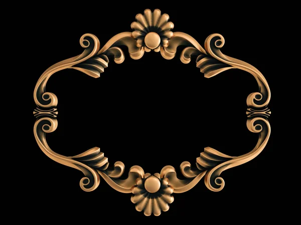 Bronzová ornament na černém pozadí. Izolovaný — Stock fotografie