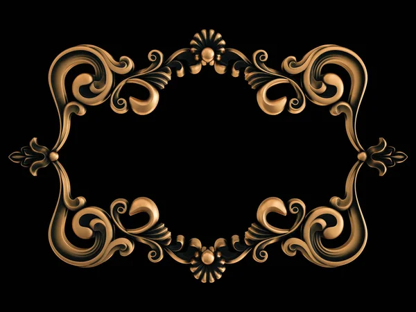 Ornamento in bronzo su sfondo nero. Isolato — Foto Stock