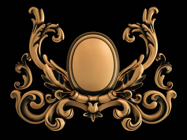 Ornamento in bronzo su sfondo nero. Isolato — Foto Stock