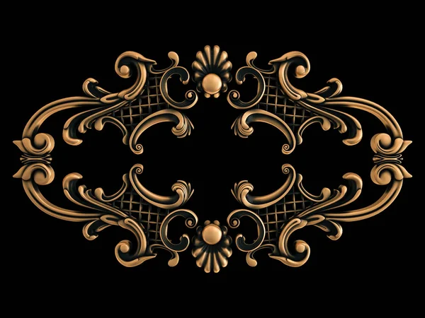 Bronze ornament on a black background. Isolated — Stock Photo, Image