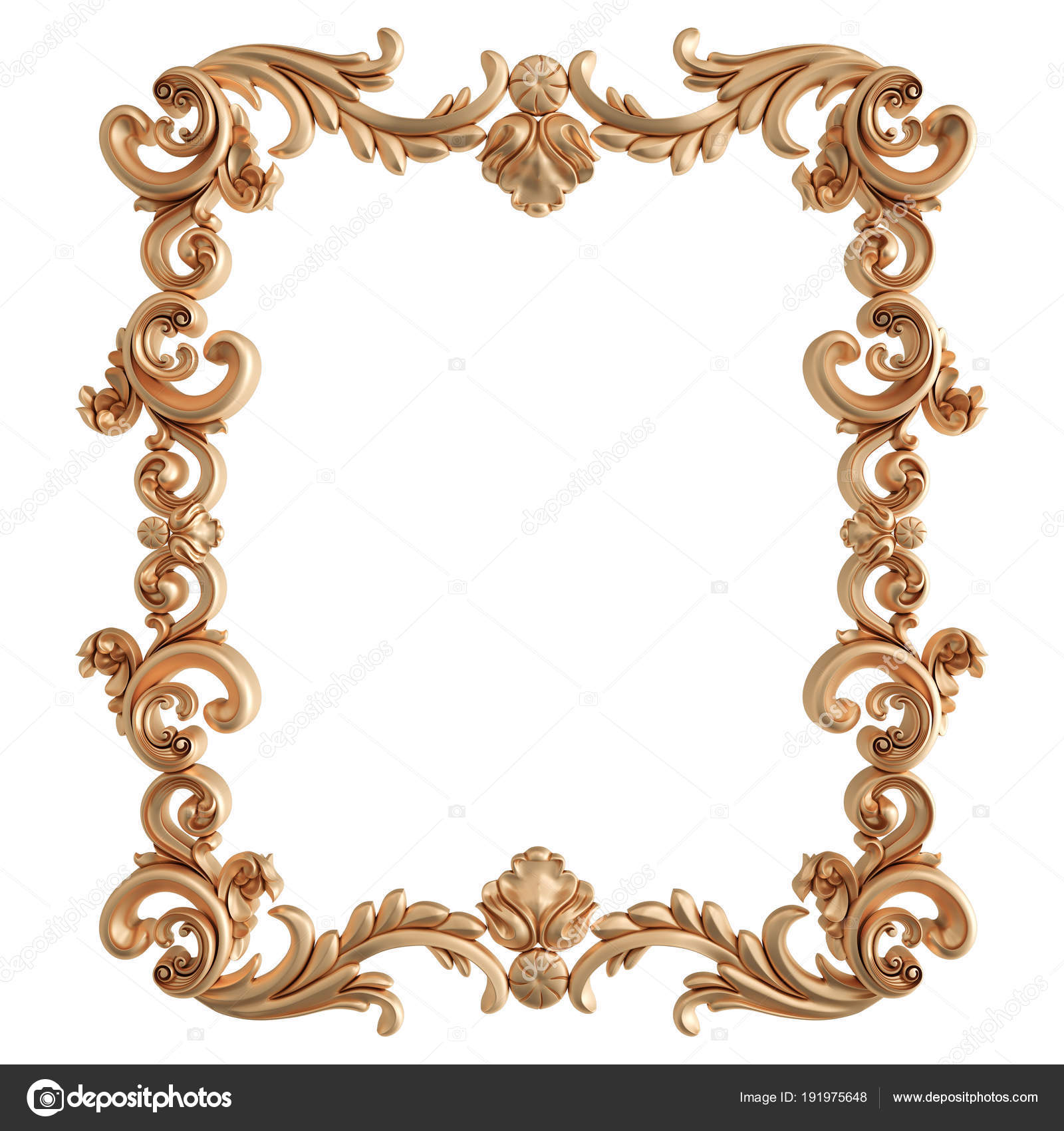 Gold frame on a white background. Isolated Stock Photo by ©Studiotan