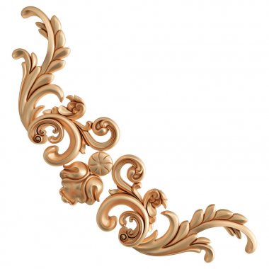 Beyaz zemin üzerine altın süs. İzole