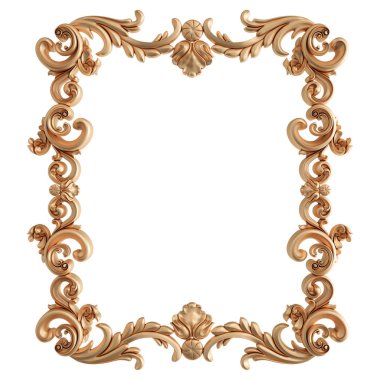 Altın Çerçeve beyaz zemin üzerinde. İzole