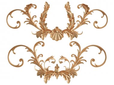 Beyaz zemin üzerine altın süs. İzole