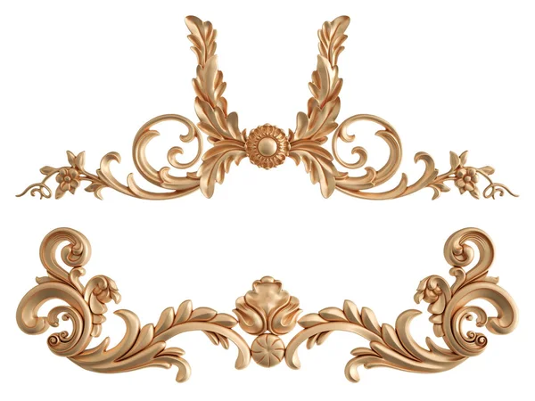 Ornamento in oro su sfondo bianco. Isolato — Foto Stock