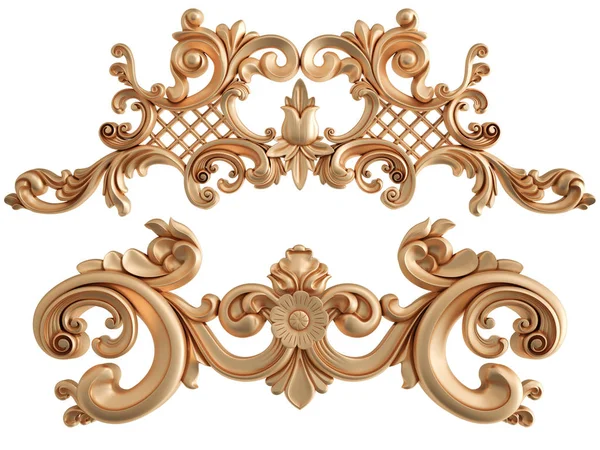 Beyaz zemin üzerine altın süs. İzole