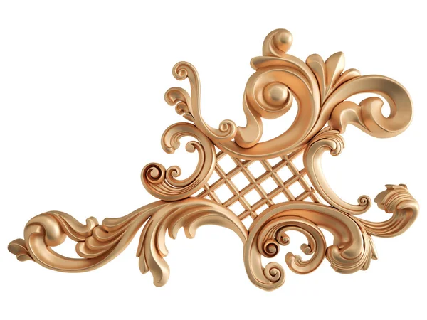 Beyaz zemin üzerine altın süs. İzole