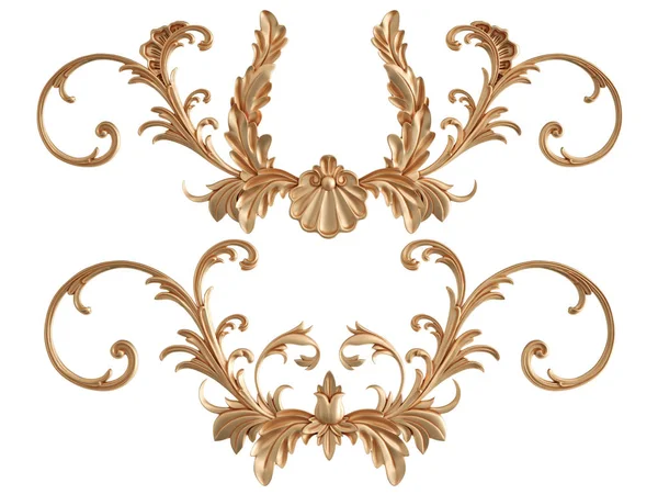 Beyaz zemin üzerine altın süs. İzole