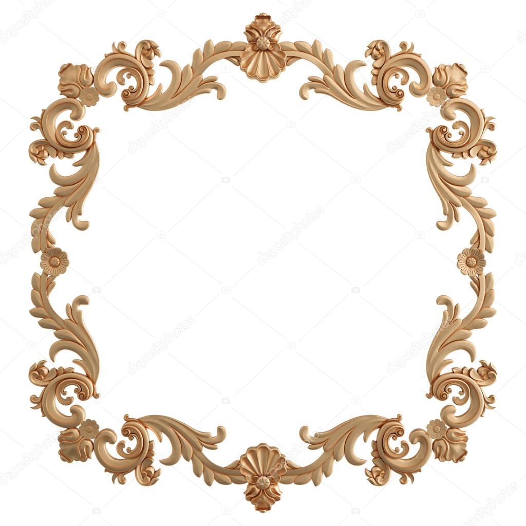 Gold frame on a white background. Isolated