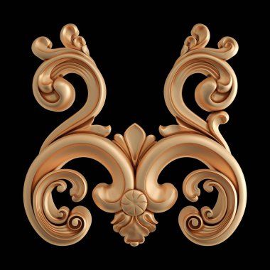 Siyah bir zemin üzerine altın süs. İzole