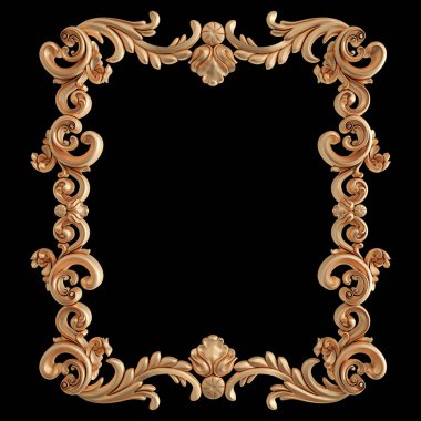 Siyah bir zemin üzerine altın süs. İzole