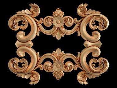 Siyah bir zemin üzerine altın süs. İzole