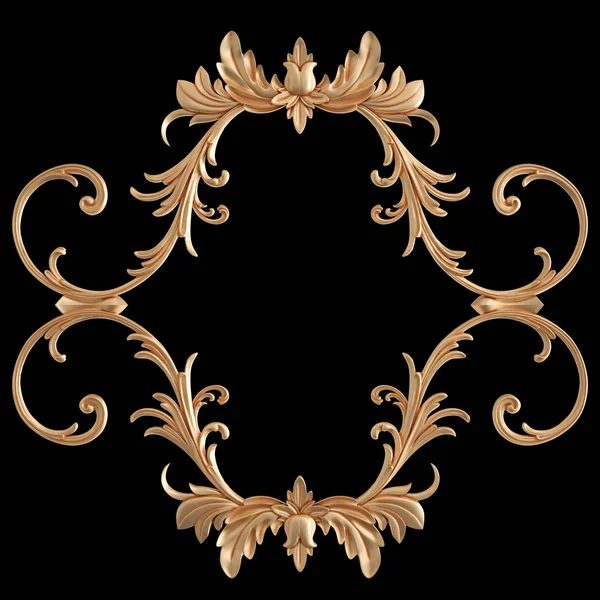 Ornamento in oro su sfondo nero. Isolato — Foto Stock