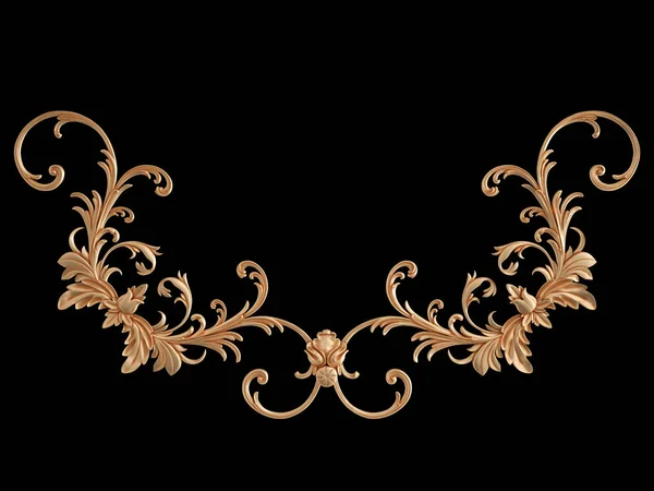 Siyah bir zemin üzerine altın süs. İzole