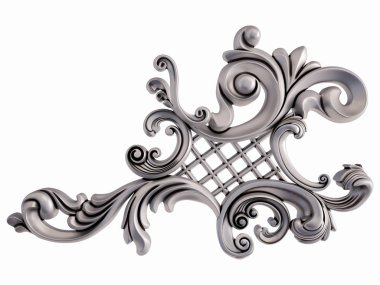 Beyaz bir arka plan üzerinde krom süsleme. İzole