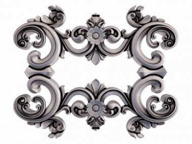 Beyaz bir arka plan üzerinde krom süsleme. İzole