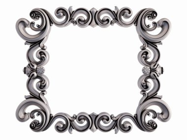 Beyaz bir arka plan üzerinde krom süsleme. İzole