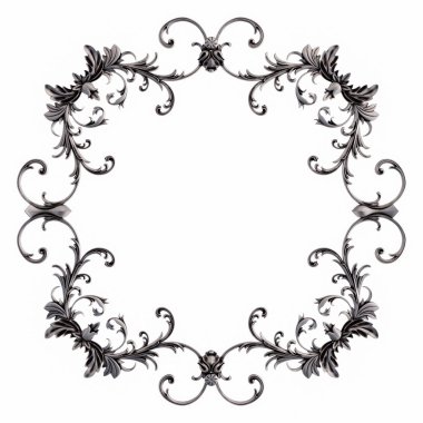 Beyaz bir arka plan üzerinde krom süsleme. İzole