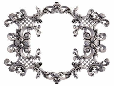 Beyaz bir arka plan üzerinde krom süsleme. İzole