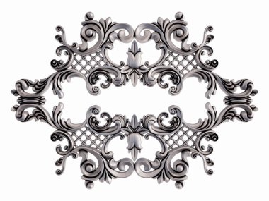 Beyaz bir arka plan üzerinde krom süsleme. İzole