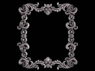 Siyah bir arka plan üzerinde krom süsleme. İzole