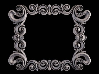 Siyah bir arka plan üzerinde krom süsleme. İzole