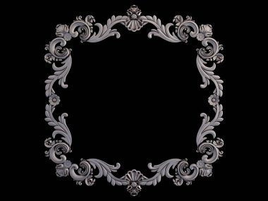 Siyah bir arka plan üzerinde krom süsleme. İzole