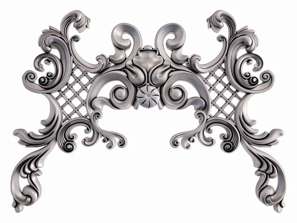 Ornamento cromato su sfondo bianco. Isolato — Foto Stock