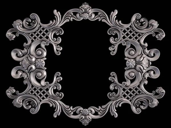 Ornamento cromato su sfondo nero. Isolato — Foto Stock